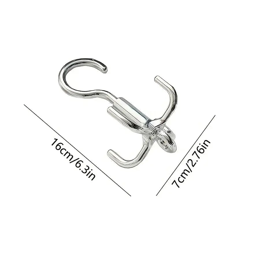 Multifunctional Rotating Clothes Hook Punch Free Installation 4 Claw Coat Hanger For Belts Scarves Ties And Accessories