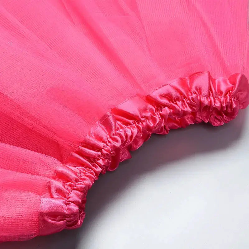 DreamDance Girls Elastic Ballet Tutu Skirt Three Layer Tulle Satin Waistband For Full Ball Gown Look Ages 2 To 8