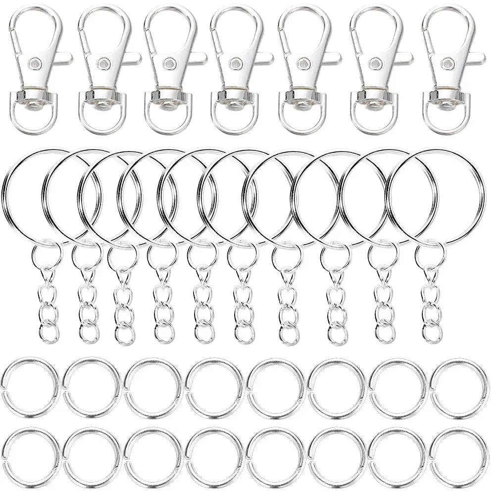 70 Piece Swivel Snap Hook And Key Ring Set With Jump Rings For DIY Keychains Lanyards Jewelry Making Supplies