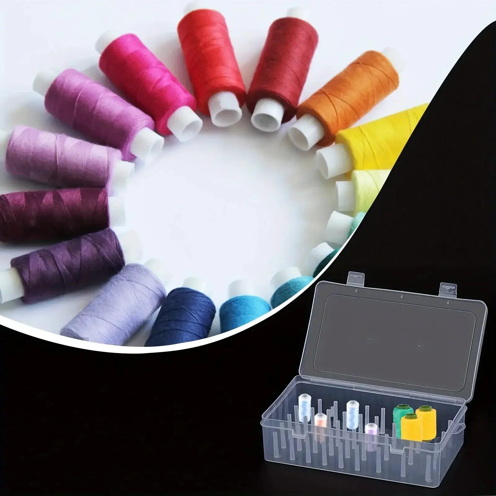 42 Roll Sewing Thread Storage Box Transparent PP Plastic Embroidery Organizer Portable Large Capacity