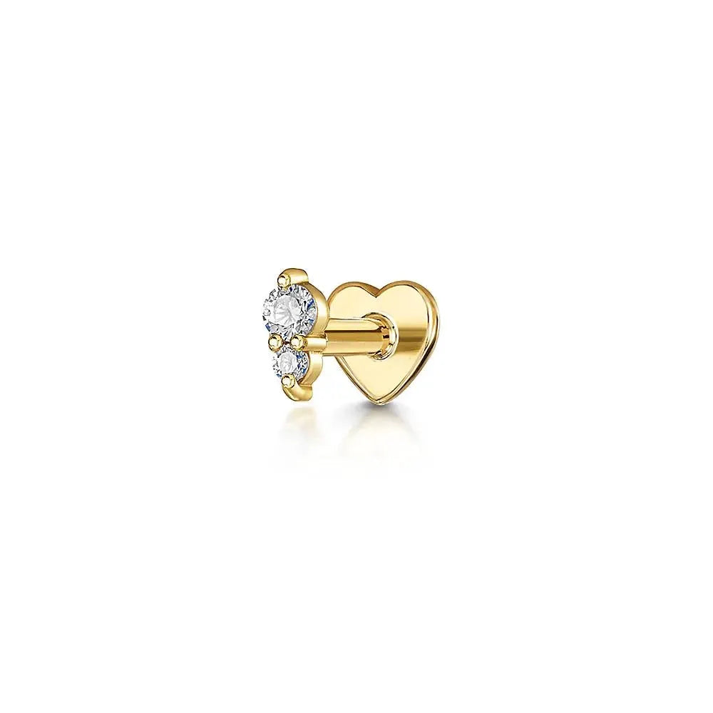AIDE heart stud earring, gold-tone with zircon stones, Simples Market