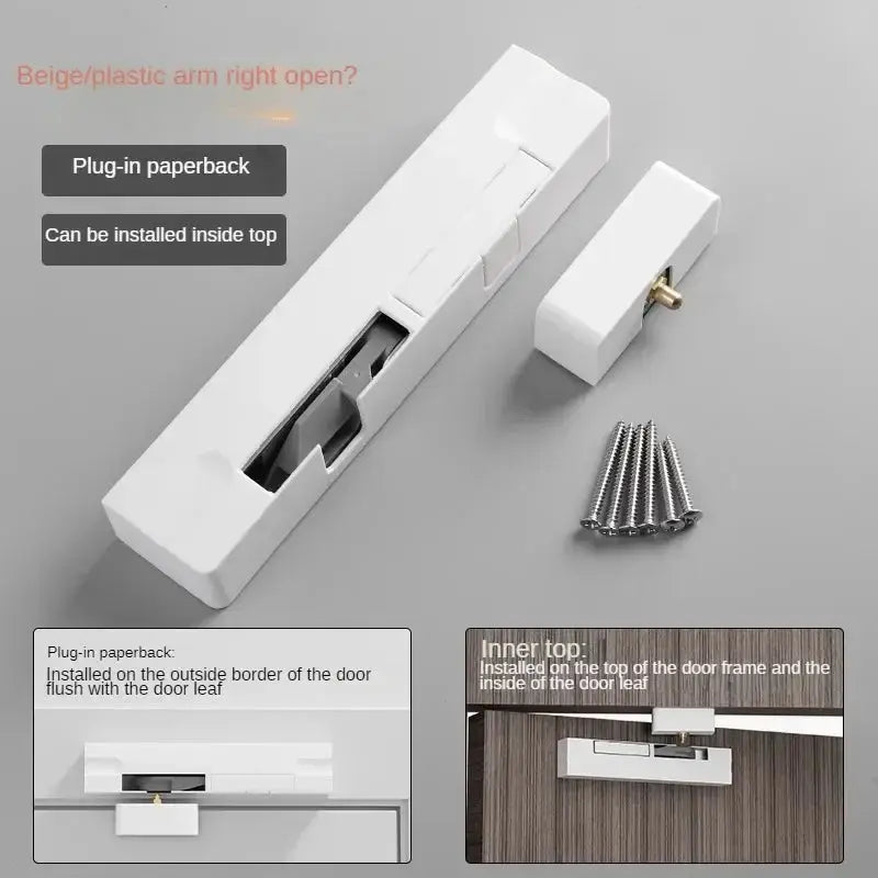 Simples Market door closer stopper; white plastic automatic door closer with mounting screws