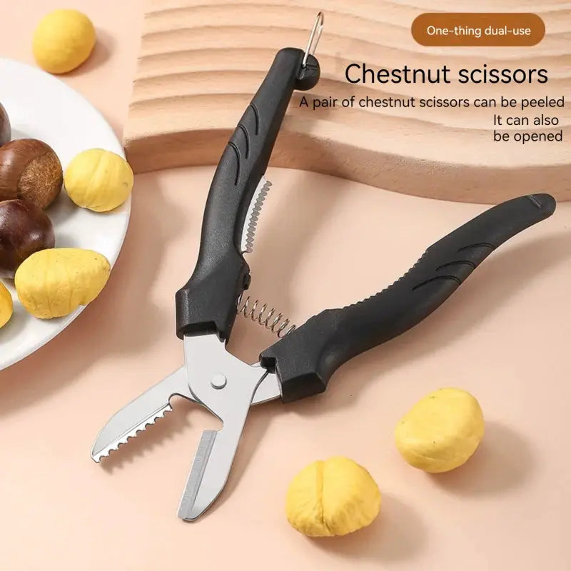 ChefCraft Multipurpose Chestnut Scissors Peeler For Efficient Shell Peeling And Leather Clip Cross Cutting