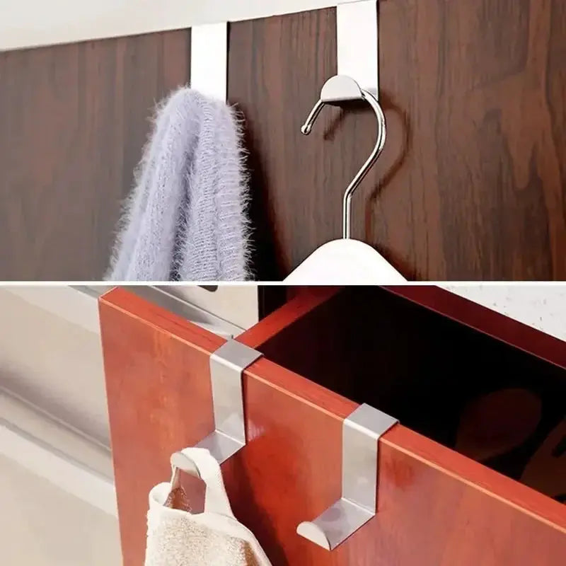 Z Shaped Stainless Steel Bathroom Cabinet Hook For Coats Keys Kitchen Utensils Rear Hanger Organizer