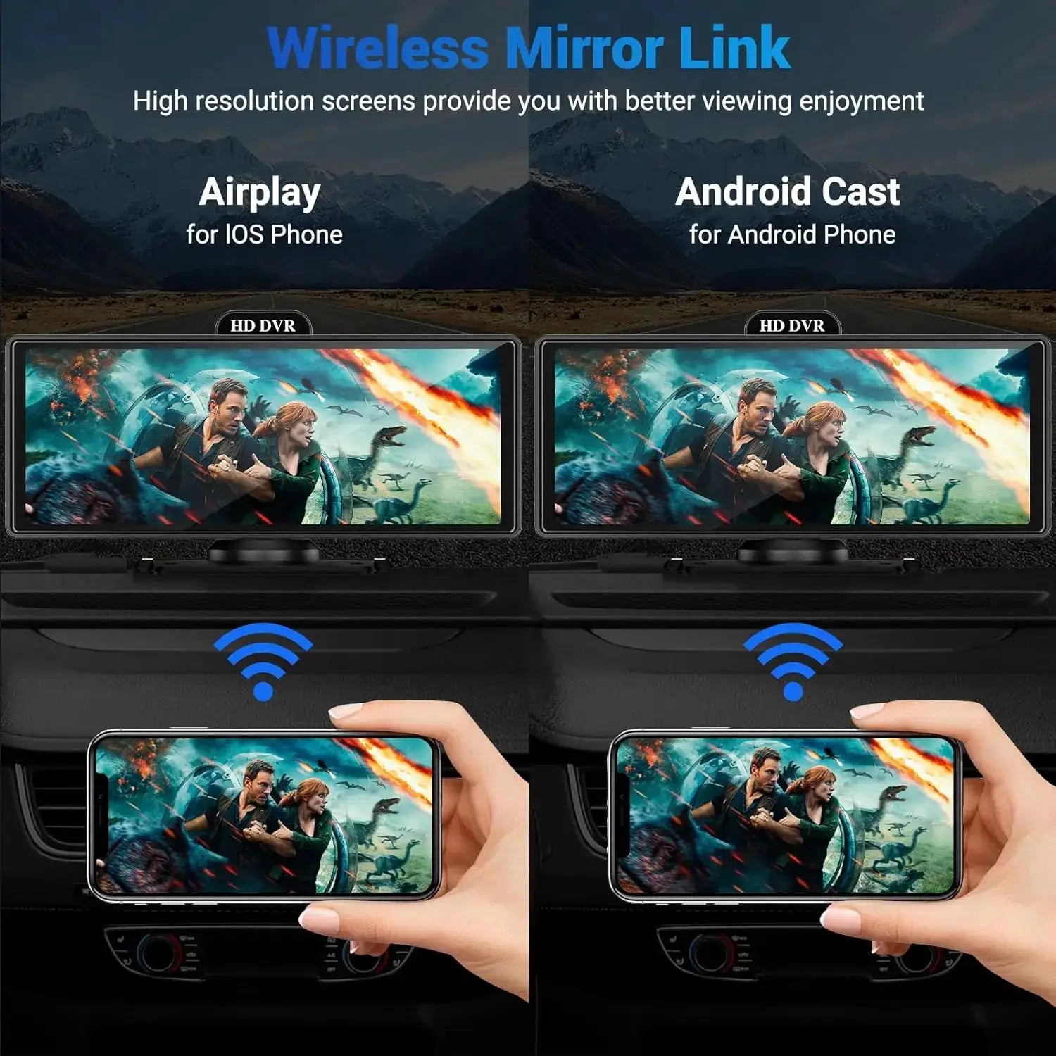 11.26 Inch 4K Dash Cam CarPlay Android Auto GPS Dual Lens Bluetooth