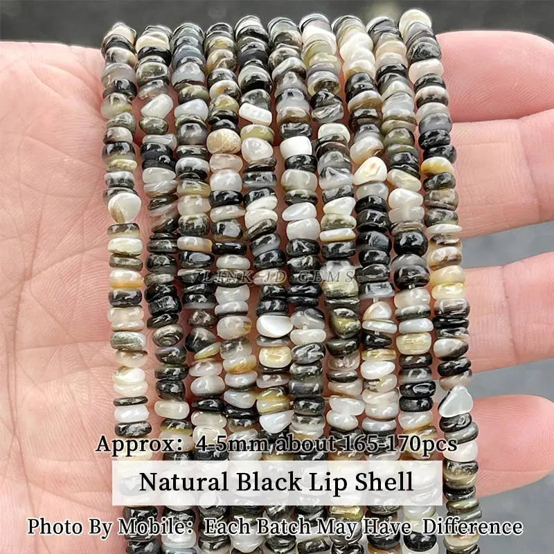 Natural Black Lip Shell Beads, irregular shapes, smooth spacers for jewelry making, 4-5mm, 165-170 pcs