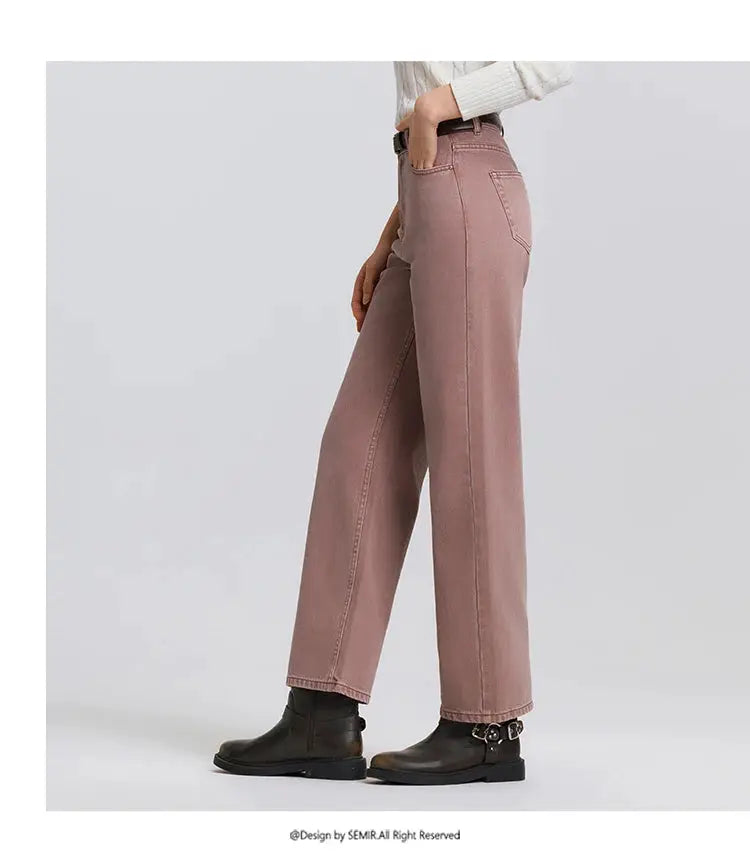Semir Jeans Women Vintage Wide Leg Trousers Spring 2025 Soft Denim