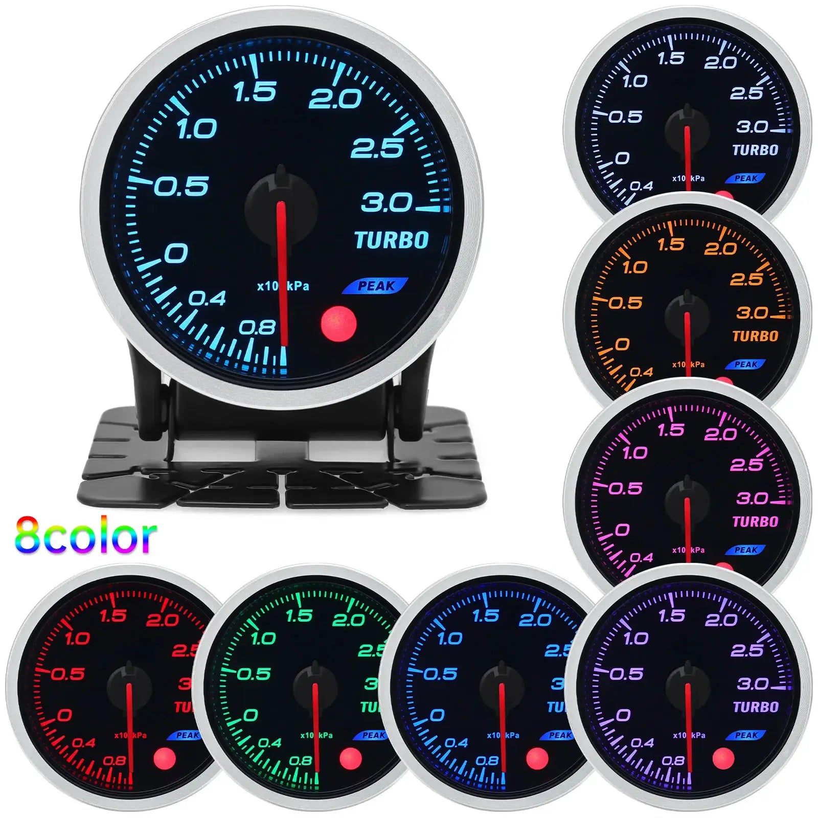 Simples Market 52mm auto gauge for oil pressure, water temp, oil temp, exhaust temp and turbo boost; 8 color options