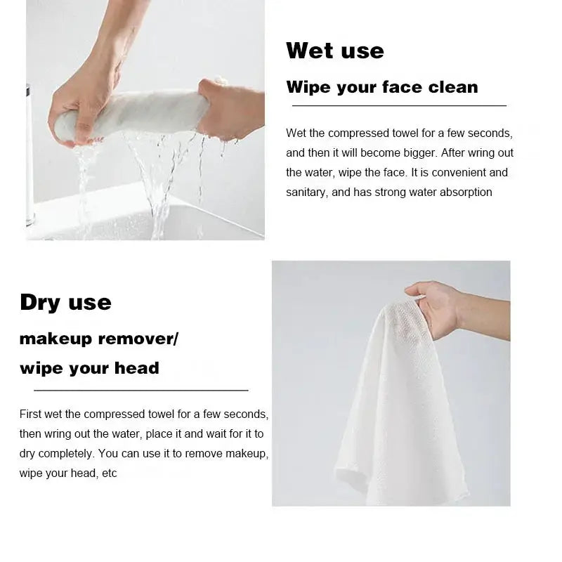 10 Piece Compressed Towels Set For Travel, Quick Drying, Disposable Yet Washable Cloth Towels, Napkins, Washcloths