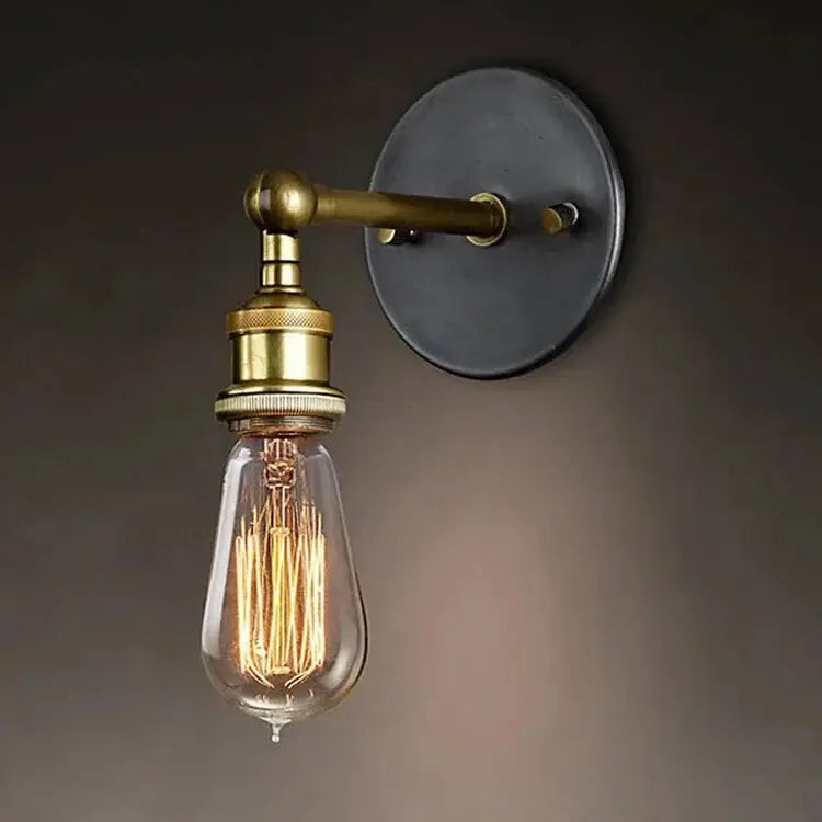 Black Industrial Single Head Wall Lamp E27 Vintage Retro Bedroom