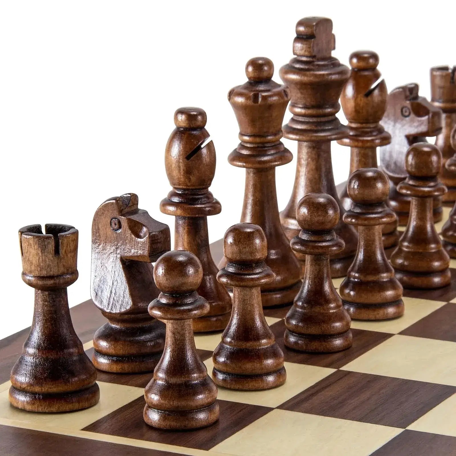 32 Pieces Wooden Chess Set Staunton Style Tournament Chessmen 8cm King Height No Board