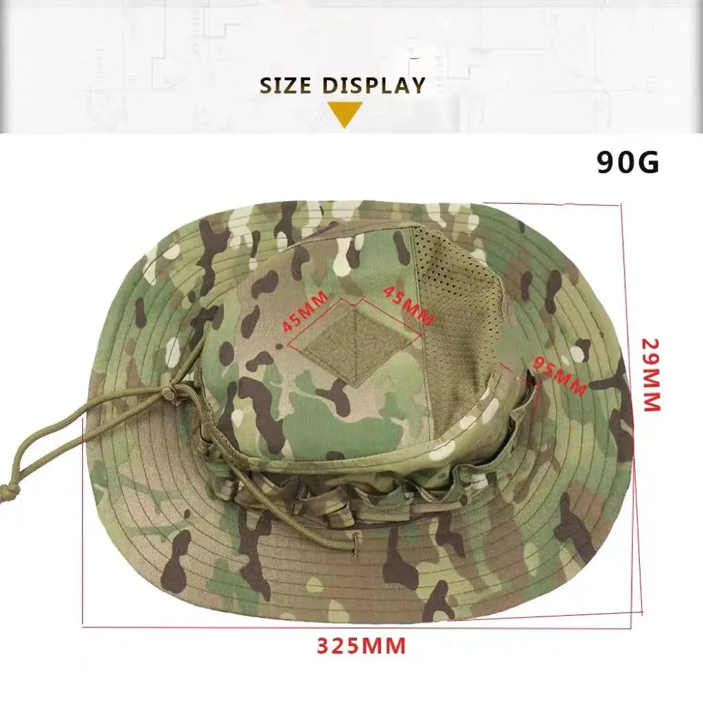 2025 Camo Tactical Enthusiasts Square Pocket Bonnie Cap Outdoor Bucket Hat Multicam For Fishing Hiking Sun Protection