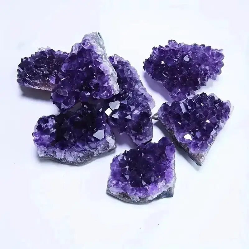 Natural Amethyst Geode Healing Crystal Carved Clusters Set Of Two For Home Decor - Simples Market