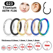 G23 Titanium Hinged Nose Ring 1Pc Cartilage Hoop Piercing Jewelry For Women Men Lip Ear Ring