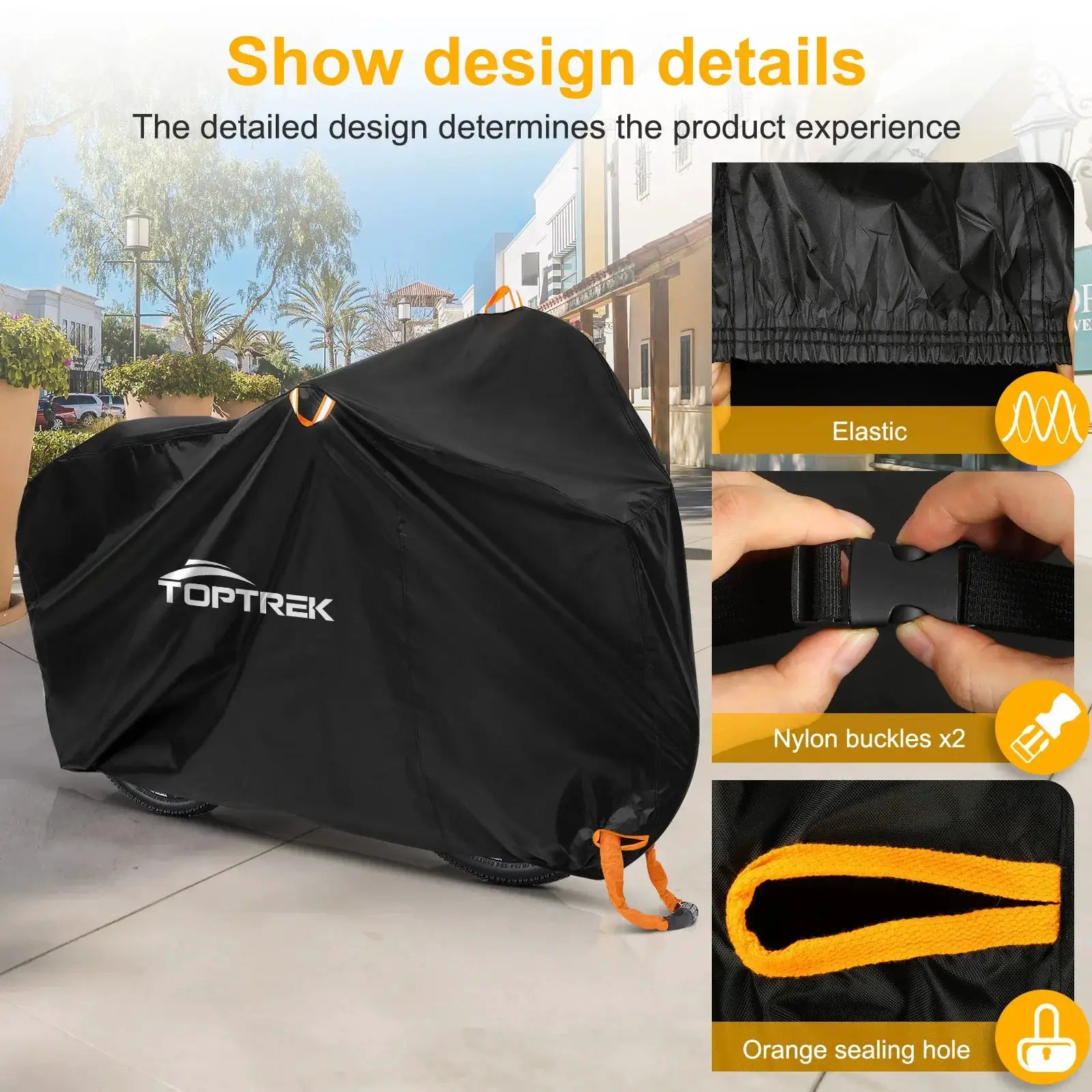 Toptrek Bike Cover 210T All Weather Waterproof Bicycle Protector Rain Snow Dustproof Shield