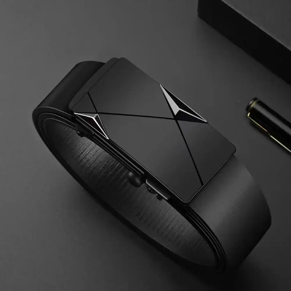 UrbanWeave Mens Automatic Buckle PU Belt Durable Business Casual Accessory With Smooth Fit