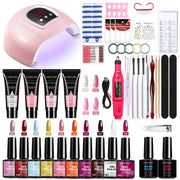 LIMEGIRL gel nail polish kit with LED lamp, base/top coats, nail drill, and 20+ gel polishes