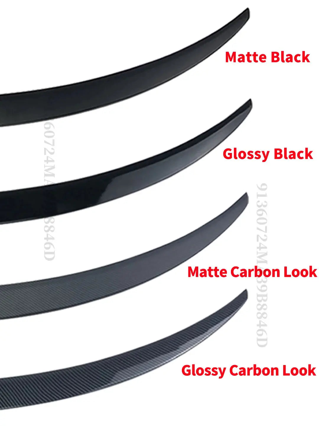 Rear trunk spoiler wing for Tesla Model 3/Y by Simples Market; matte black, gloss black, matte carbon, glossy carbon