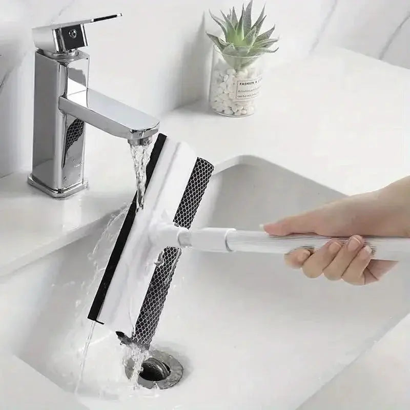 Simples Market 2-in-1 retractable window cleaner squeegee with white handle and microfiber pad