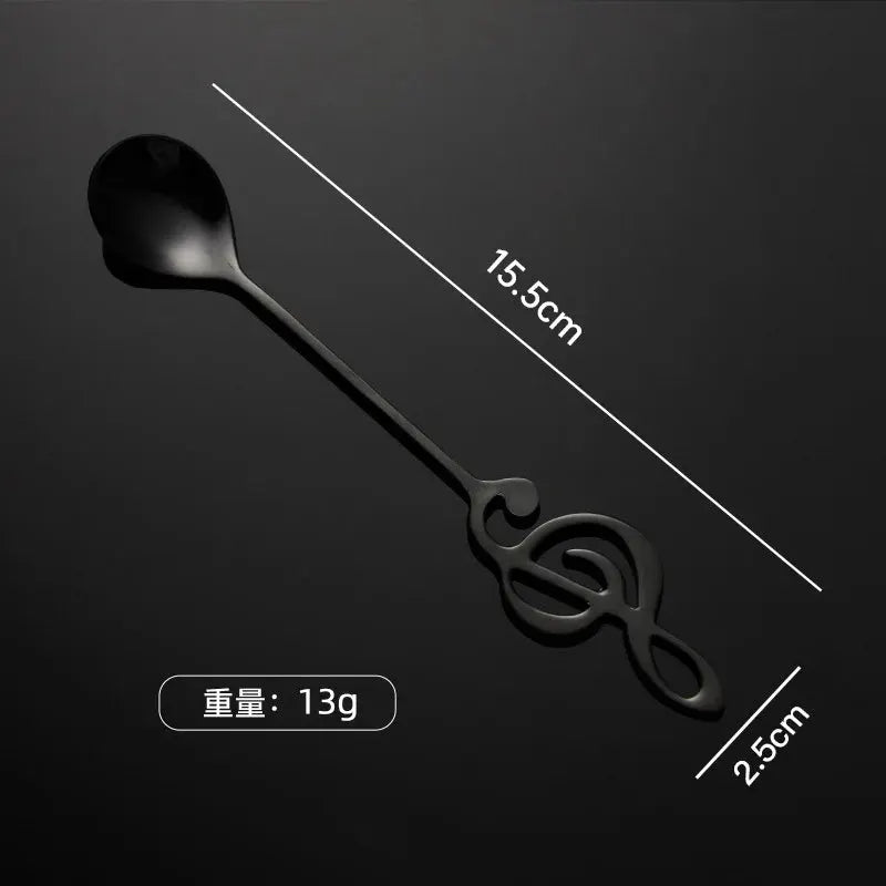 Stainless Steel Musical Note Spoon Coffee Ice Cream Desserts Teaspoon Creative Kitchen Accessory Dining Decor