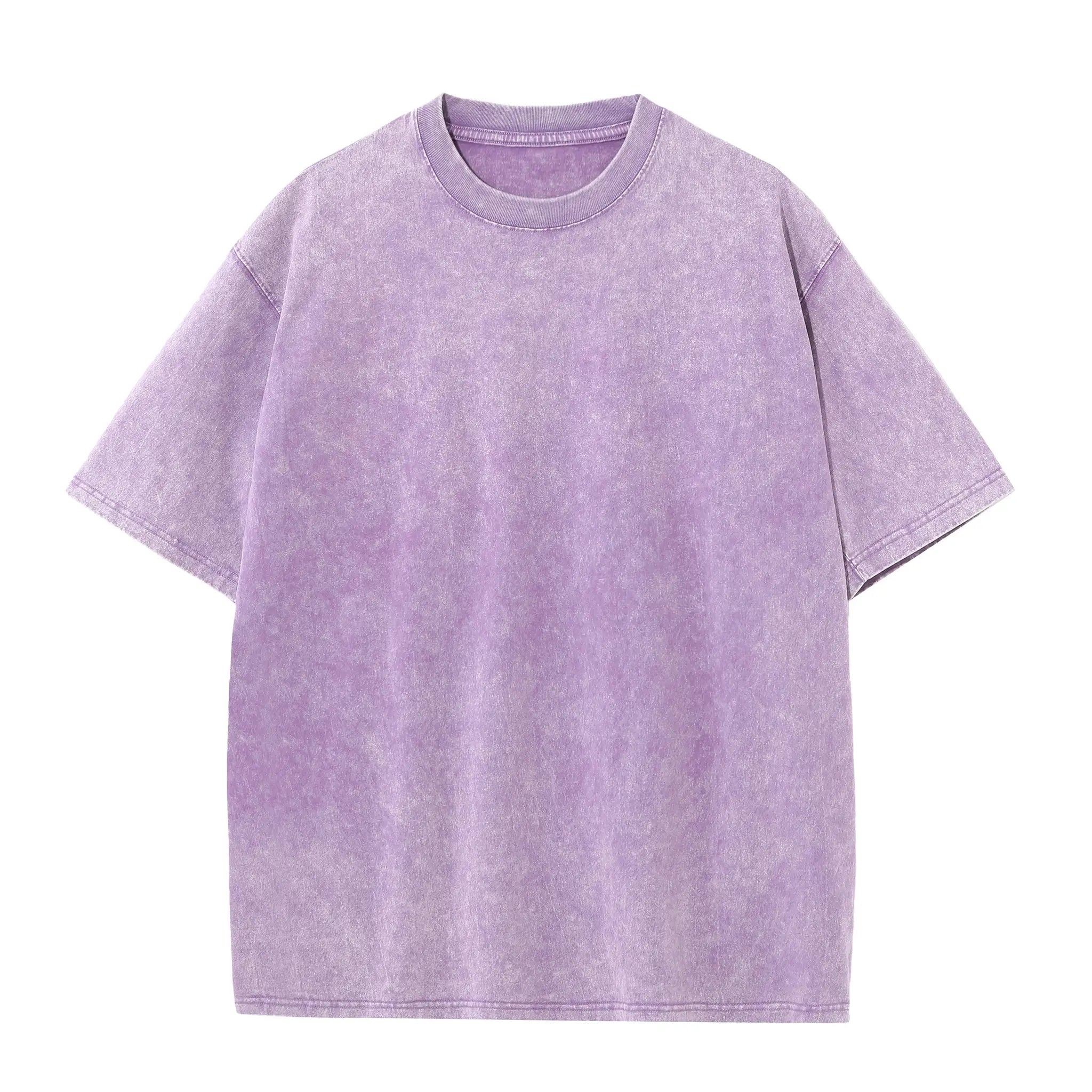 Men's Summer Pure Cotton Distressed Retro Drop Shoulder T Shirt Solid Color Loose Casual Breathable Tops