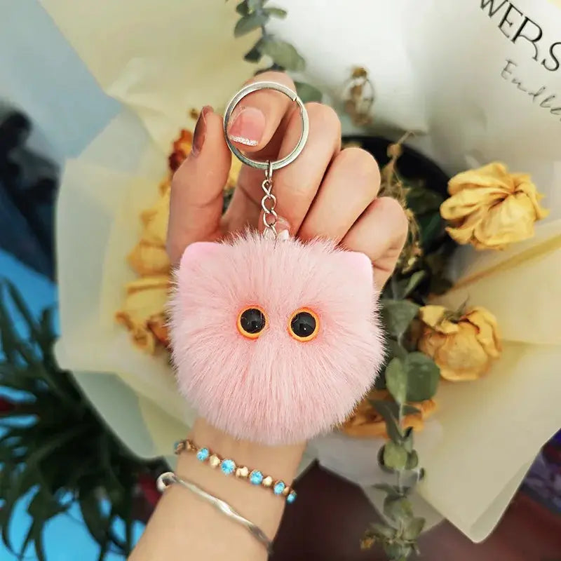 Blush Cat Ball Original Design Cartoon Handmade Plush Pendant Keychain Gift For Girls