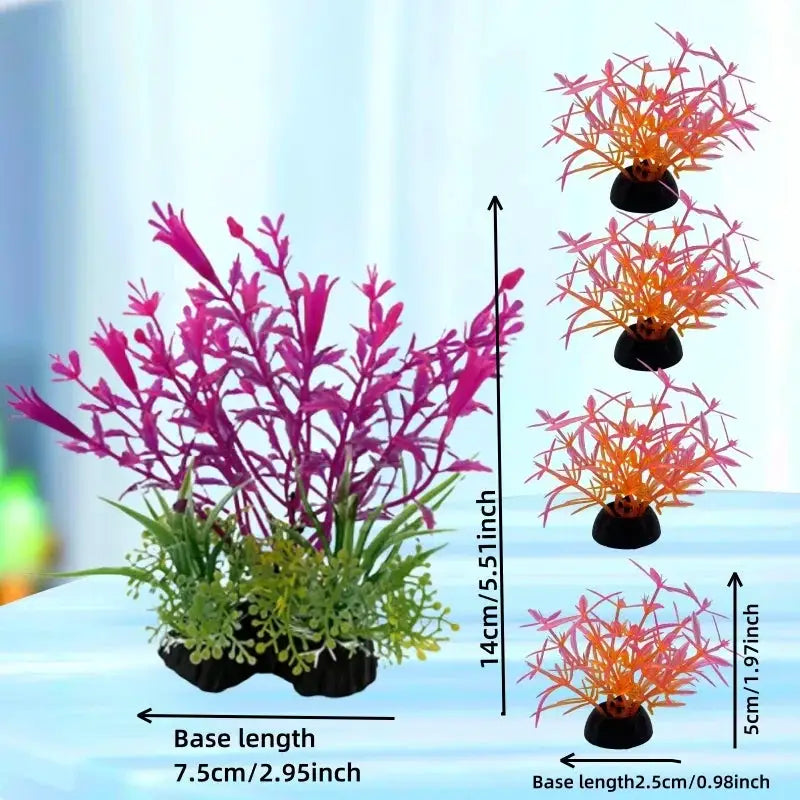 5 Piece Aquarium Plants Ornaments Set Artificial Water Grass Decoration For Fish Tanks