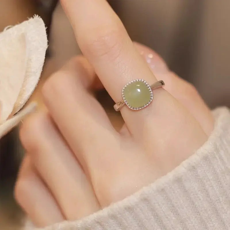 925 Sterling Silver Double Layer Water Drop Ring For Women With Square Zircon Adjustable Index Finger Jewelry Gift