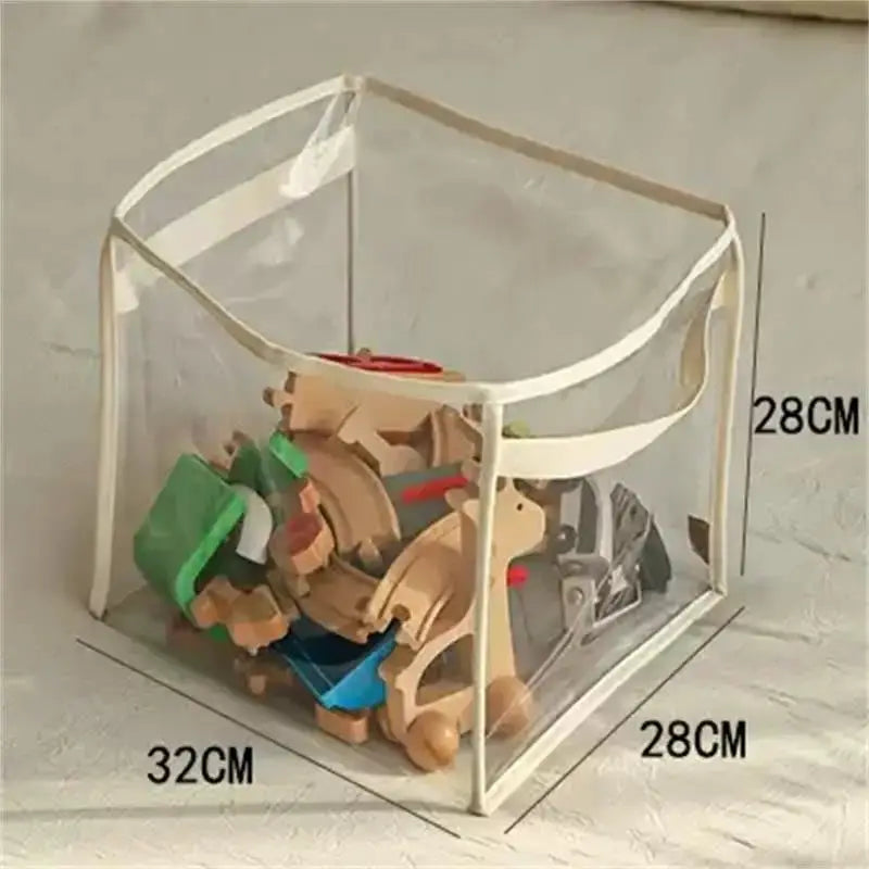 Homefish transparent children's toy storage box with assorted wooden blocks; large-capacity, 32x28x28 cm