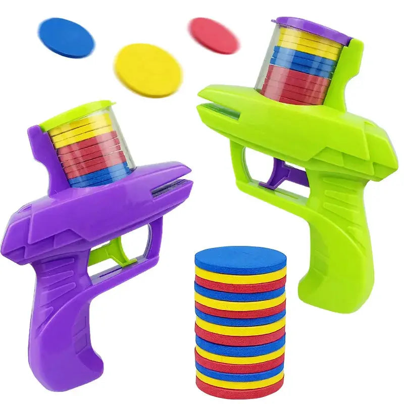 Kids Outdoor Foam Disc Launcher Toy Flying Disc Gun For Double Parent Child Interactive Play
