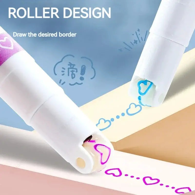 6Pcs Set Flower Line Shape Roller Tip Highlighter Pens Curve Liner Marker Kawaii Korean Stationery School Office Gifts
