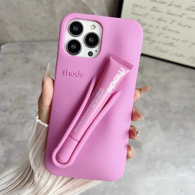 Lemontini Lip Gloss Silicone Phone Case For iPhone 11 Through 17 Pro Max Plus Air Makeup Inspired Lip Glaze