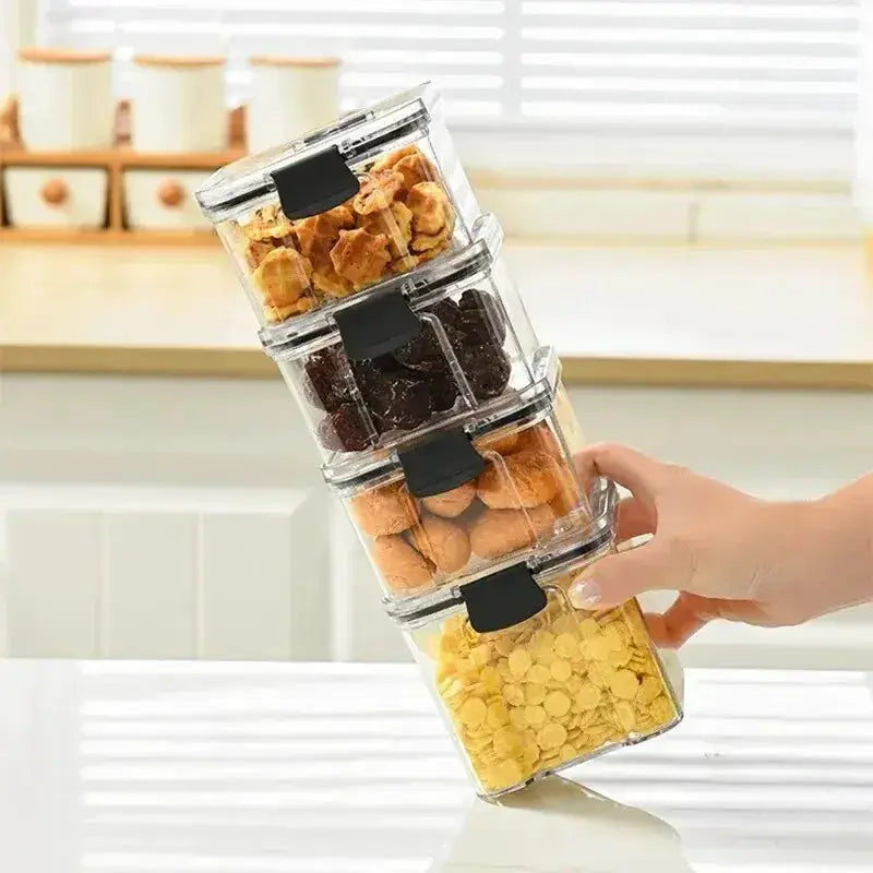 Kitchen Multigrain Snack Sealed Storage Box For Dried Fruit Dry Goods Jar Drawer Moisture Proof PET Plastic Container