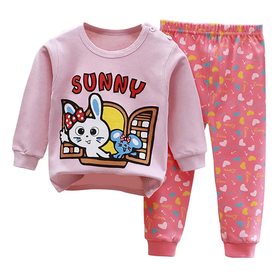 Cartoon Unicorn Kids Sleepwear Unisex Pajama Sets Durable Soft Warm Autumn Clothing Everyday Comfort