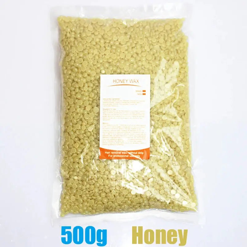 Simples Market honey hard wax beans, 500g bag for hair removal; pale honey-yellow beads