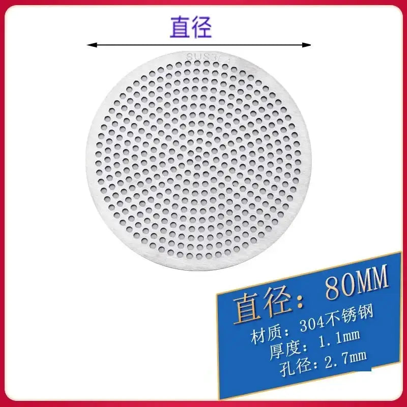 Drain hair catcher stopper, 80mm round stainless steel perforated filter by Simples Market.