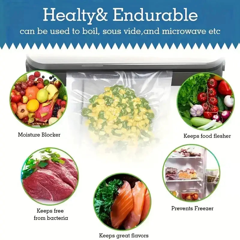 50 Pack Vacuum Sealer Bags Airtight Transparent Food Storage Bags For Meat Fruits And Vegetables