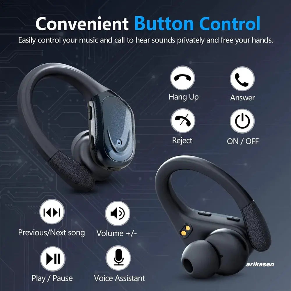 Wireless Earbuds Simples Market, black with LED display, Bluetooth 5.3, USB-C, IPX6, noise-cancel mic (2-pack)