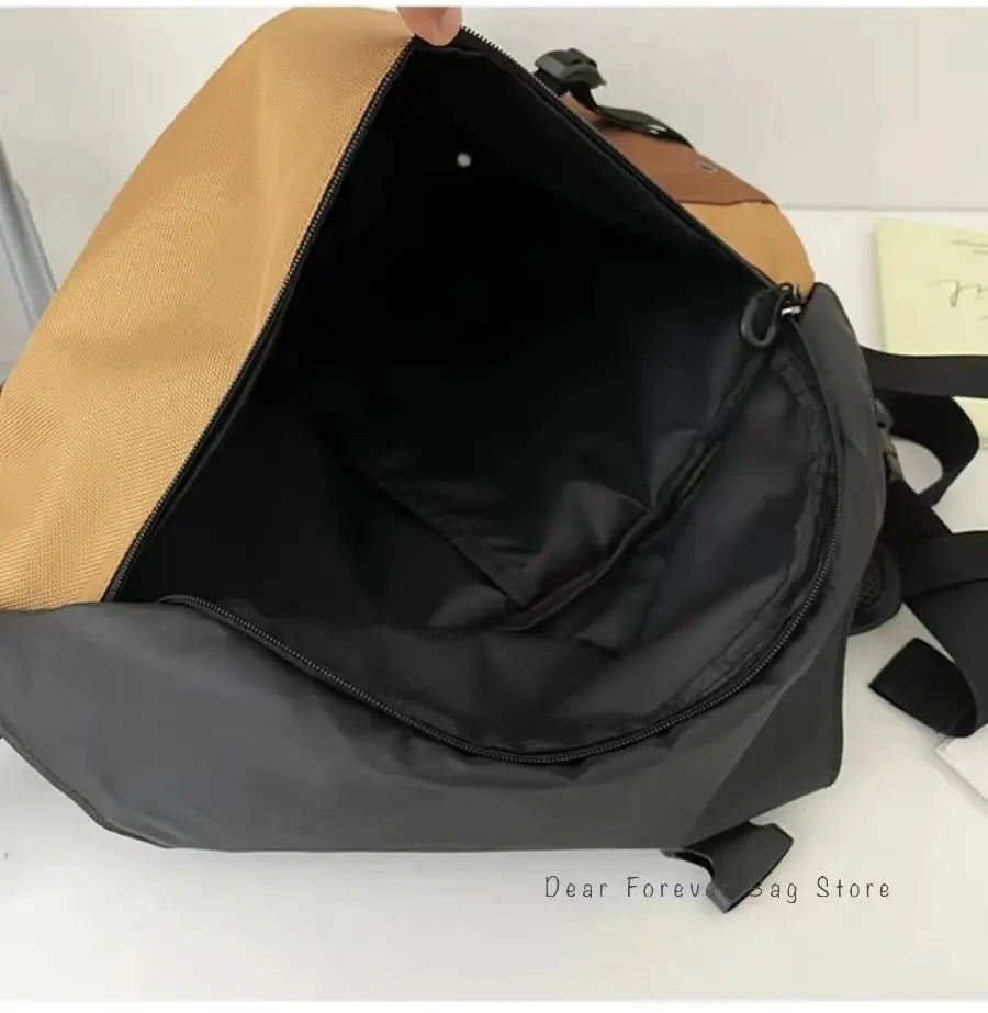 New Y2k nylon crossbody bag with tan exterior and black interior
