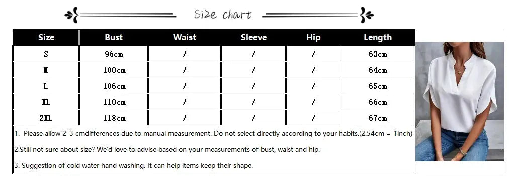 VEITCHE Summer Women Casual Solid Blouse V Neck Half Sleeve Pullover Loose Fit Office Tops