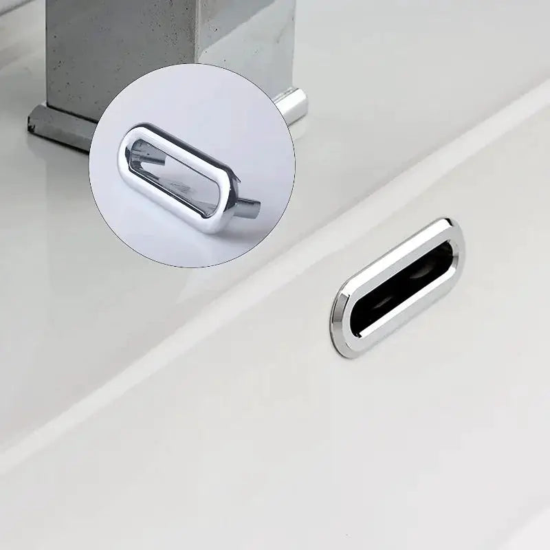 Simples Market 4-piece plastic sink overflow covers with chrome oval rings for kitchen and bathroom basins.