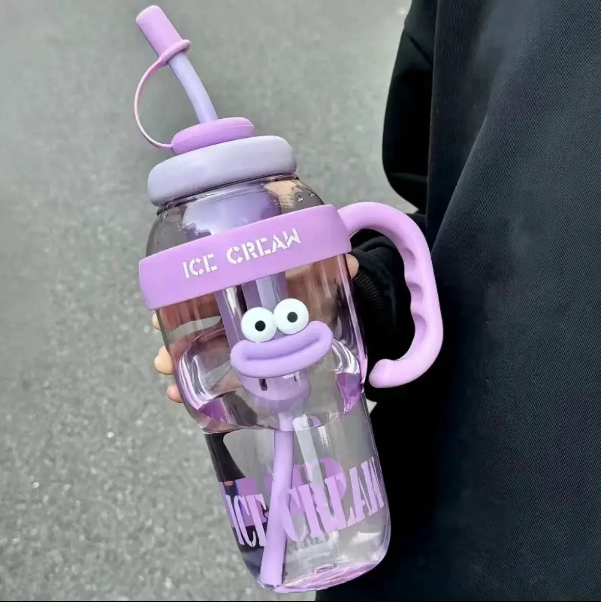 1100ML Sports Water Bottle For Women Cute Aesthetic Large Capacity Portable Straw Cup For Summer Home Outdoor