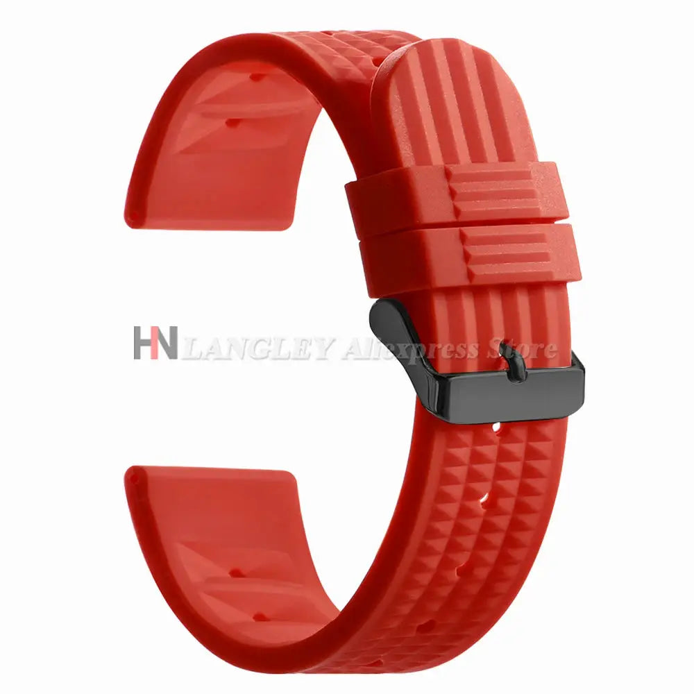Watchdives Soft Rubber Waffle Strap 20mm 22mm Silicone Diver Watchband For Seiko SKX007 Waterproof