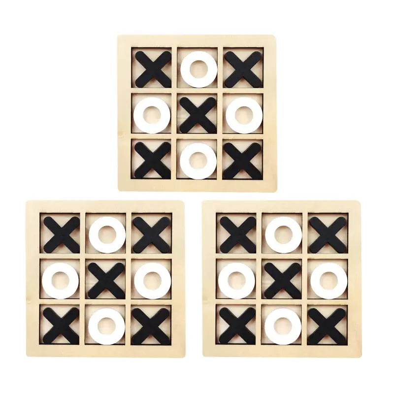 Montessori Chess Play Jigsaw Toy Game Wooden XO Tic Tac Toe Puzzle for Brain Training and Early Education