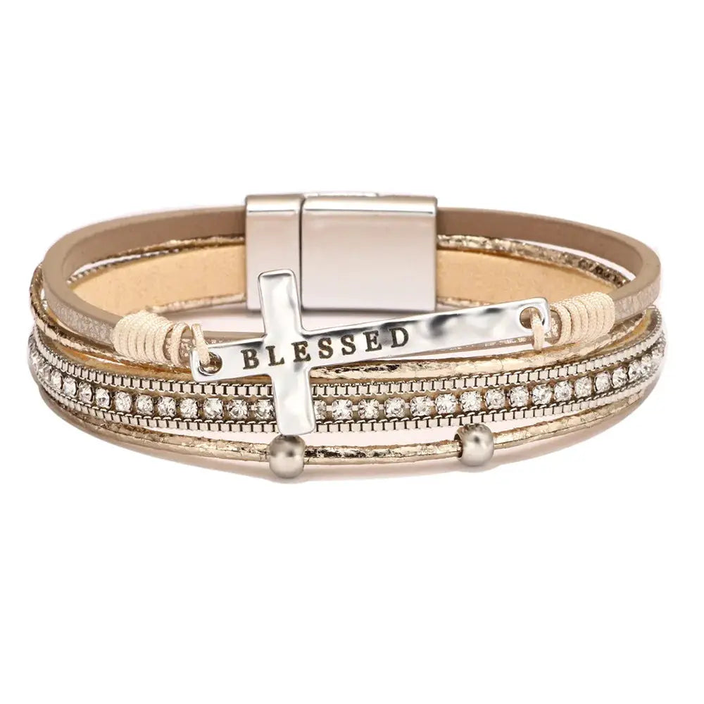 Bohemian Cowboy Chic Cross Bracelet Western Jewelry For Women Christian Religious Bracelet