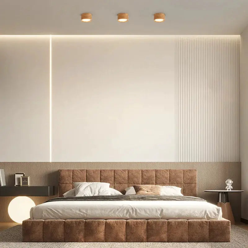 GX53 wooden ceiling lamp set of 3 by Simples Market; LED downlights, warm ambient indoor lighting