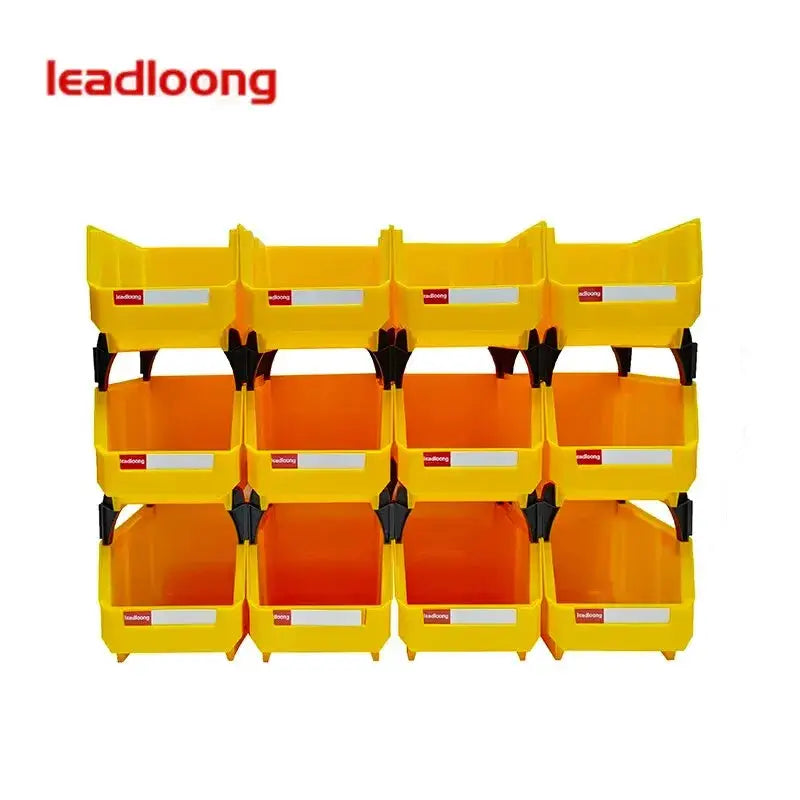 Leadloong V2 12-pack part bin organizer with yellow outer bins and orange inner bins