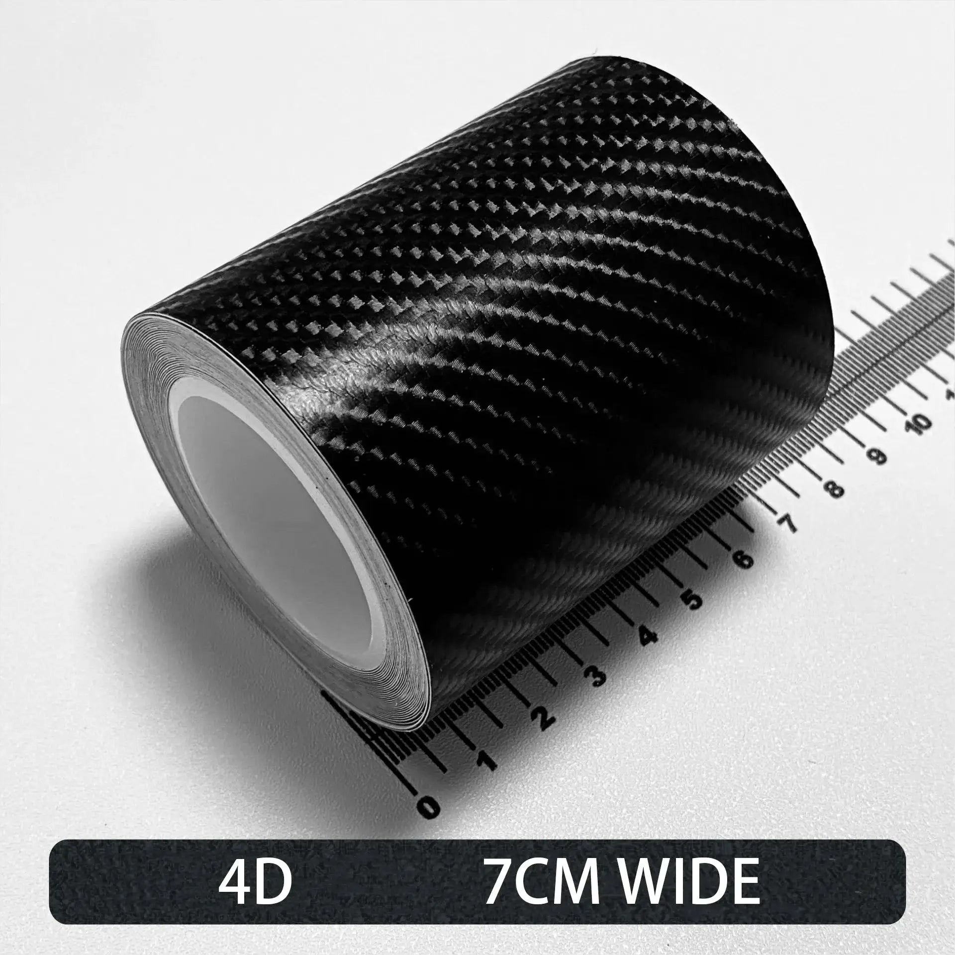 Carbon fiber car wrap tape roll by Simples Market; matte black, self-adhesive, 7 cm wide.