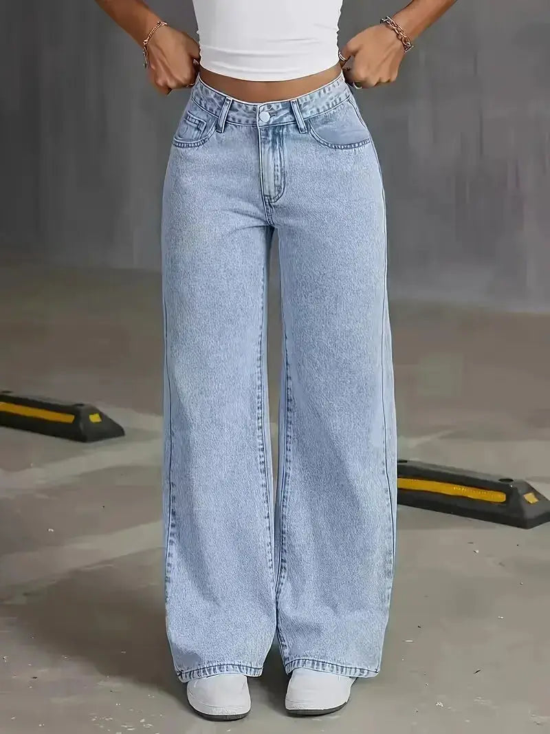 2026 Womens Loose Wide Leg Denim Jeans Baggy Streetwear All Season