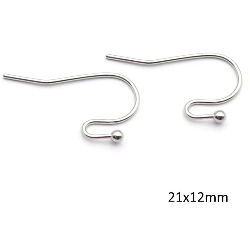 Stainless steel silver earwire hooks for earrings, 2 pcs, 21x12mm, DIY jewelry making